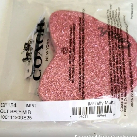 COACH Glittery Pink Butterfly Compact - Picture 5 of 5